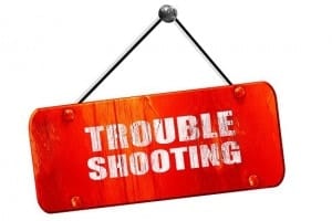 Red vintage troubleshooting sign