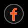 Orange Facebook icon with silver circle border on black background