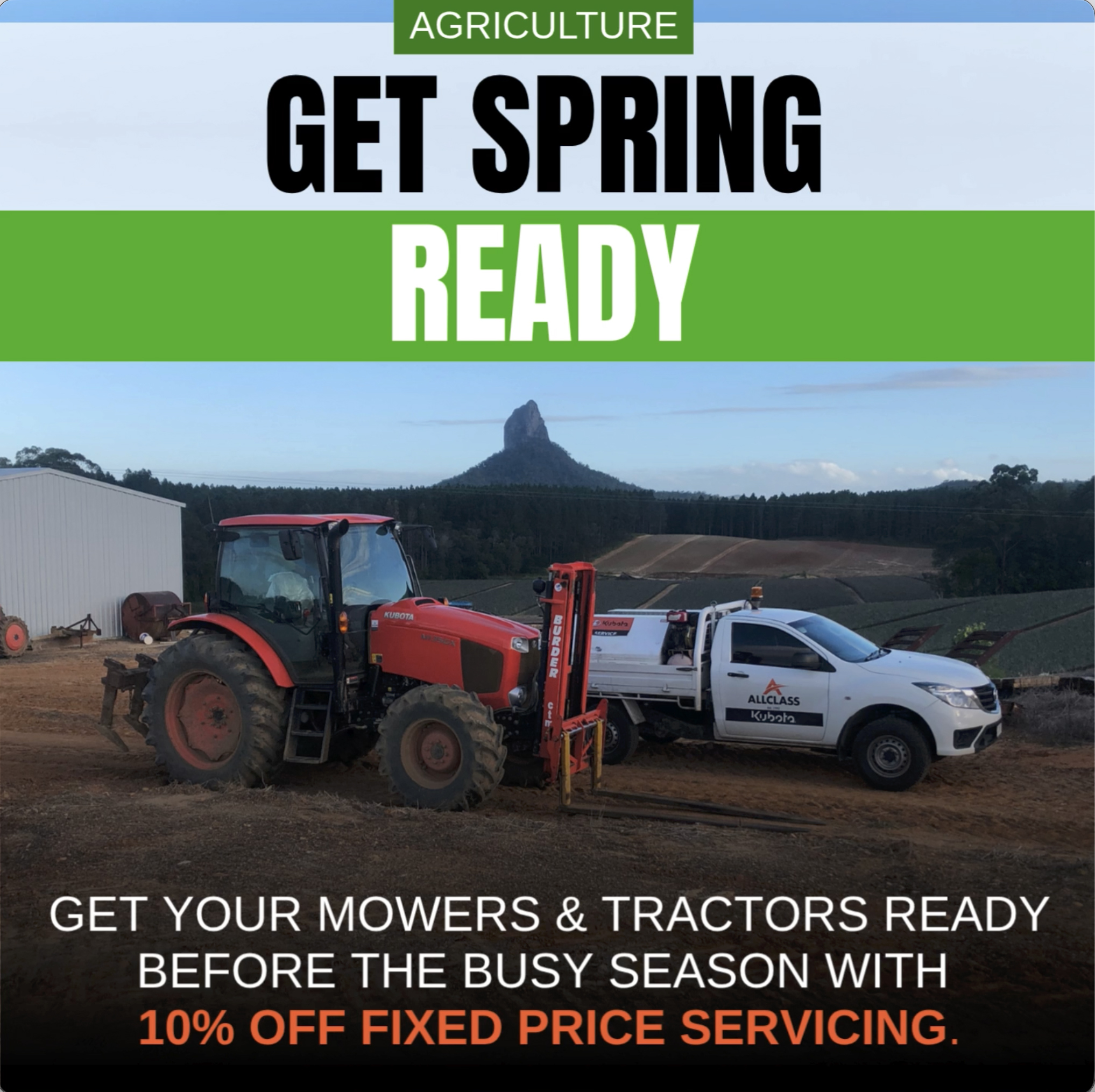 Agriculture - 10% Off Fixed Price Servicing